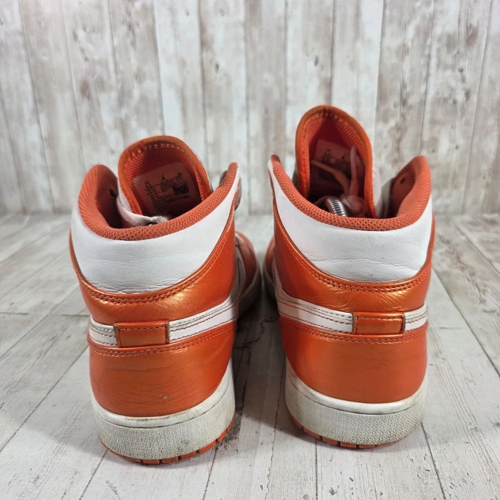 Nike Air Jordan‎ 1 Mid Metallic Orange White Mens 9.5 DM3531-800 2021 Basketball
